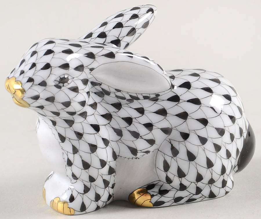 Rabbits & Bunnies (Single) Rabbit-Black - No Box by Herend-1