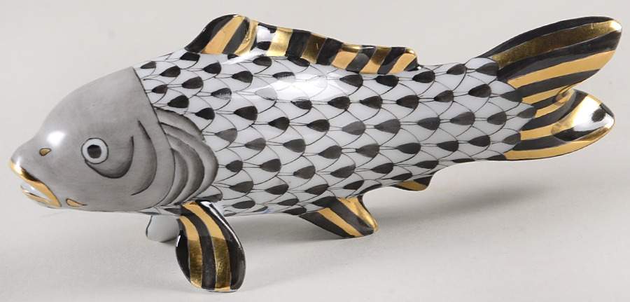 Fish Carp Koi Fish-Black - No Box by Herend-1