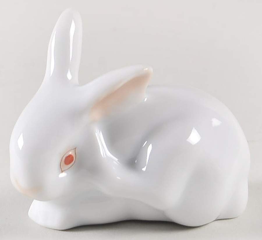 Rabbits & Bunnies (Single) Scratching Bunny/Small-Natural/White - No Box by Herend-1