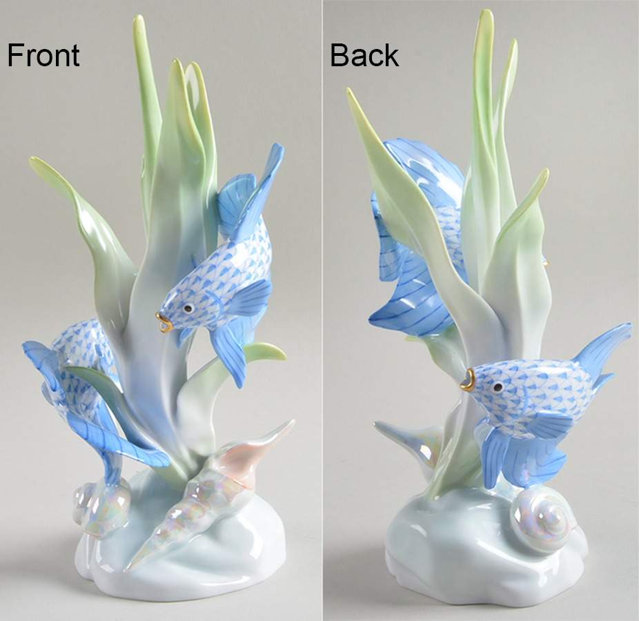 Fish Fish Sculpture-Blue - No Box by Herend-1