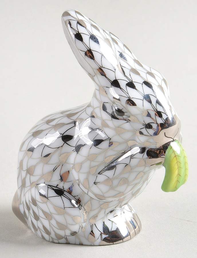 Rabbits & Bunnies (Single) Bunny Eating-Platinum - No Box by Herend-1
