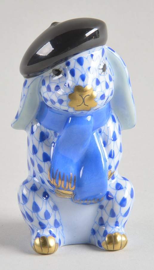 Rabbits & Bunnies (Single) Beret Bunny-Blue - No Box by Herend-1