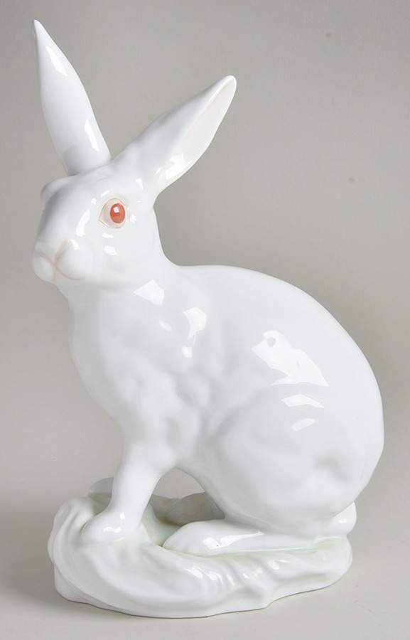 Rabbits & Bunnies (Single) Rabbit-Natural/White - No Box by Herend-1