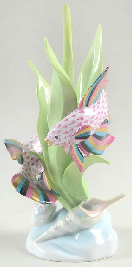 Fish Fish Sculpture-Raspberry/Multi - No Box by Herend-1