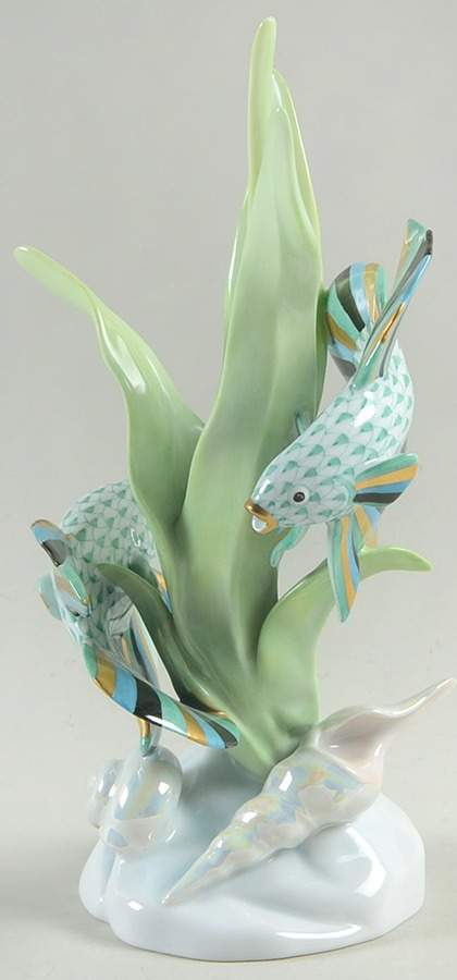 Fish Fish Sculpture-Green/Multi - No Box by Herend-1