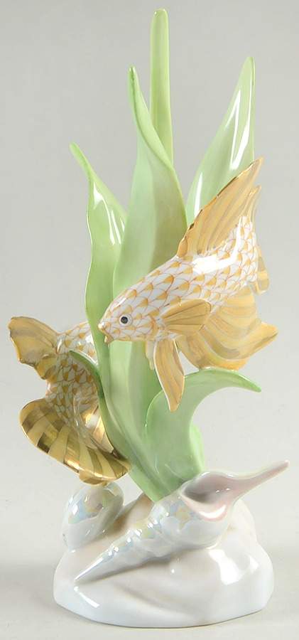 Fish Fish Sculpture-Butterscotch/Multi - No Box by Herend-1