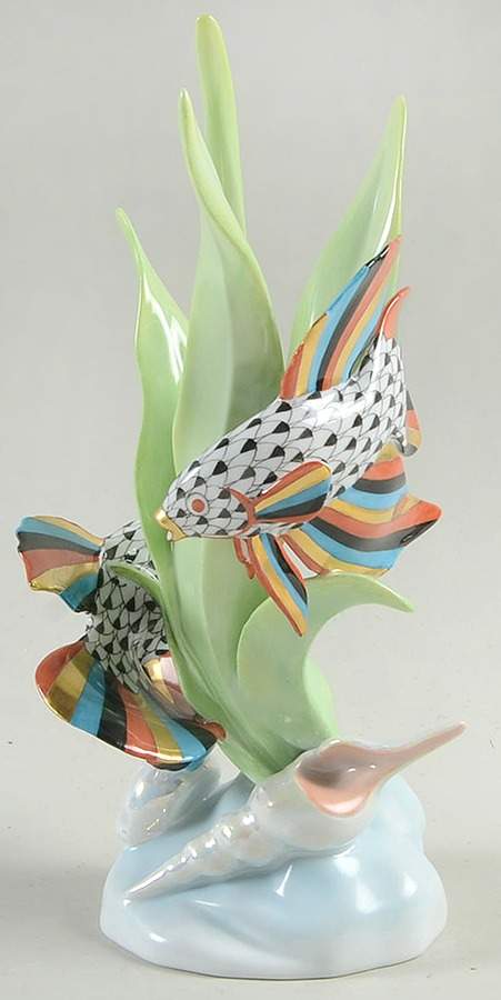 Fish Fish Sculpture-Black/Multi - No Box by Herend-1