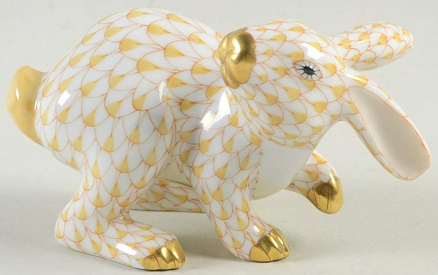 Rabbits & Bunnies (Single) Running Rabbit-Butterscotch - No Box by Herend-1