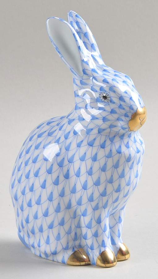Rabbits & Bunnies (Single) Rabbit-Blue - No Box by Herend-1