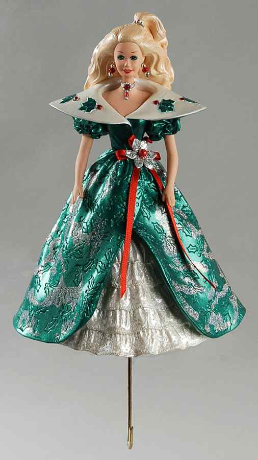 Holiday Barbie (1993-1998) Holiday Barbie Stocking Hanger - Boxed by Hallmark Gold Crown-1
