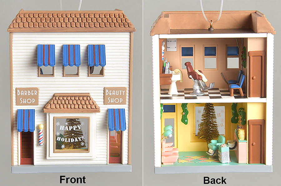 Nostalgic Houses & Shops 2004-Barber Shop & Beauty Shop - Boxed by Hallmark Gold Crown-1