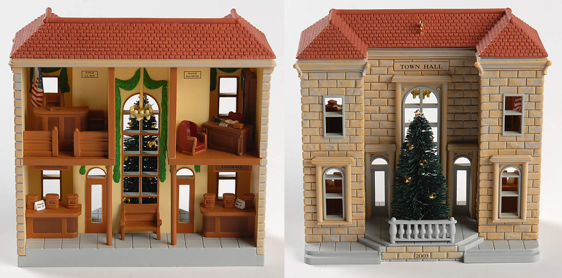 Nostalgic Houses & Shops Town Hall & Mayor's Christmas Tree - With Box by Hallmark Gold Crown-1