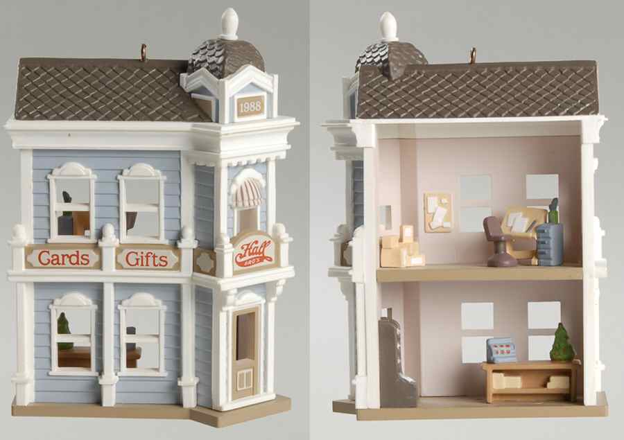 Nostalgic Houses & Shops 1988-Hall Bro's Card Shop - Boxed by Hallmark Gold Crown-1