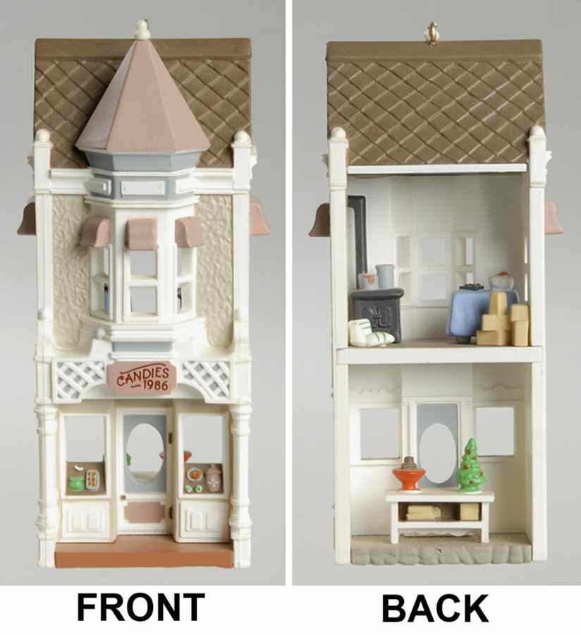 Nostalgic Houses & Shops 1986-Christmas Candy Shoppe - No Box by Hallmark Gold Crown-1