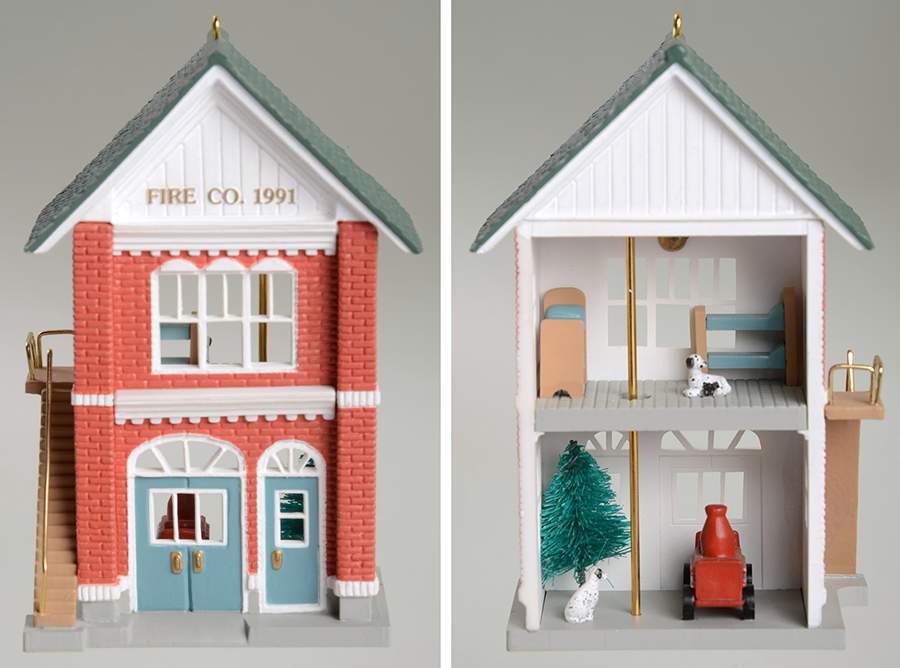 Nostalgic Houses & Shops 1991-Fire Station - Boxed by Hallmark Gold Crown-1
