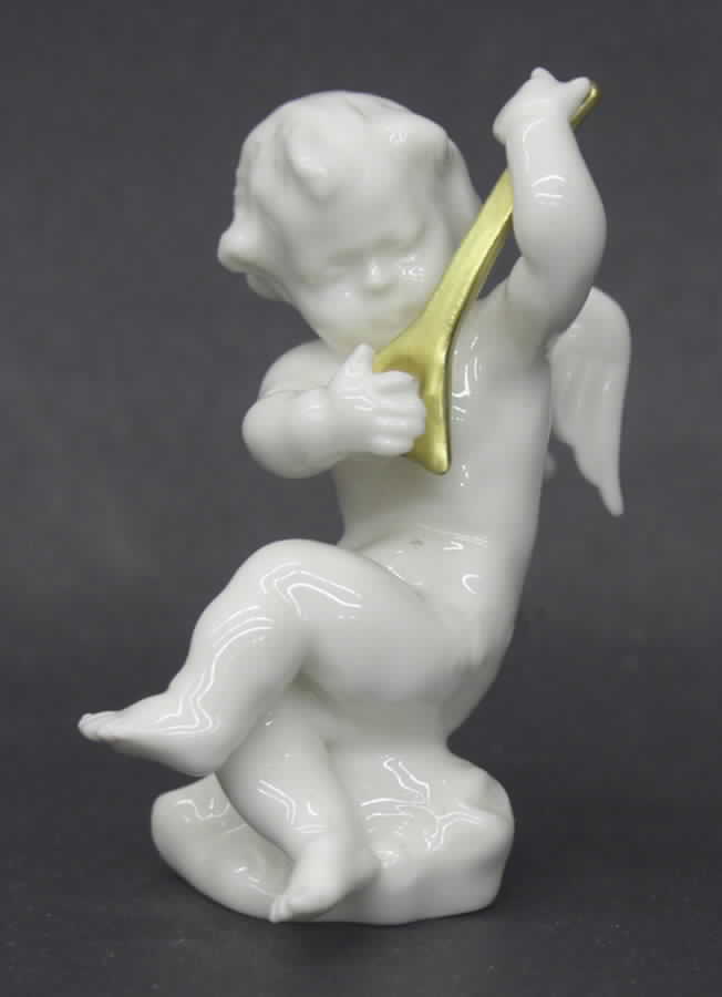 Cherubs-Angels Cherub With Gold Lute - No Box by Hutschenreuther-1