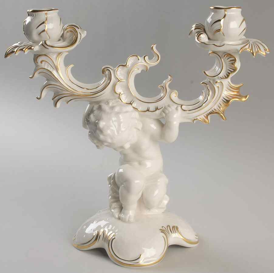Giftware Cherub 2 Light Candleholder-Gold Accent - Boxed by Hutschenreuther-1