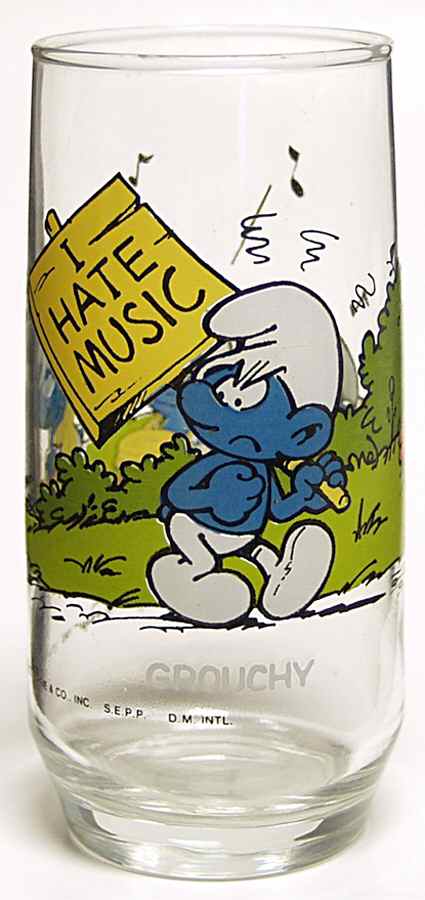 Smurf Glasses Grouchy Smurf - No Box by Hardee's-1