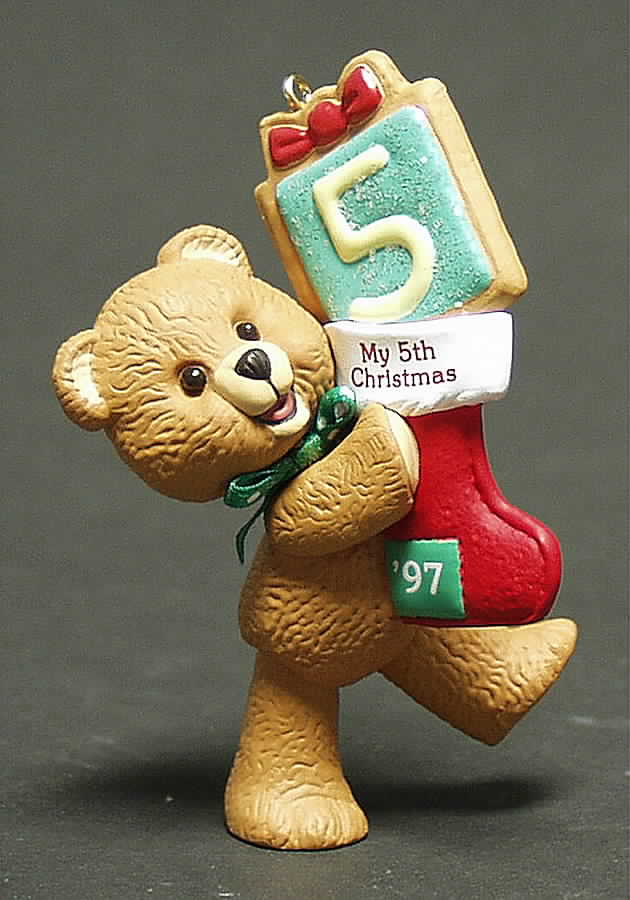 Child's Age Collection 1997-Childs 5th Christmas-Bear - Boxed by Hallmark Gold Crown-1