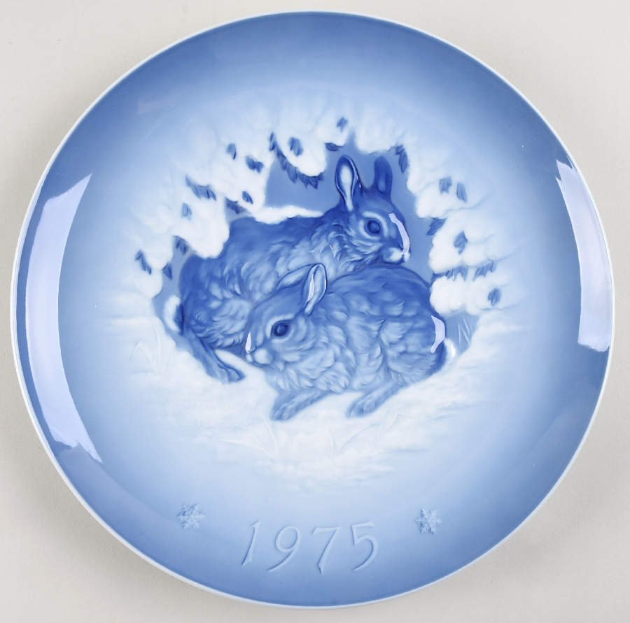 Annual Gunter Granget Blue & White Astonished-Rabbits - No Box by Hutschenreuther-1