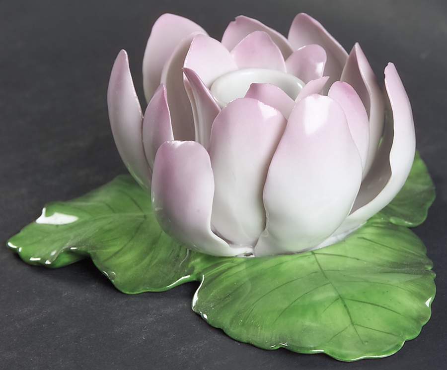 Floral-Plant Lotus Candlestick - No Box by Herend-1