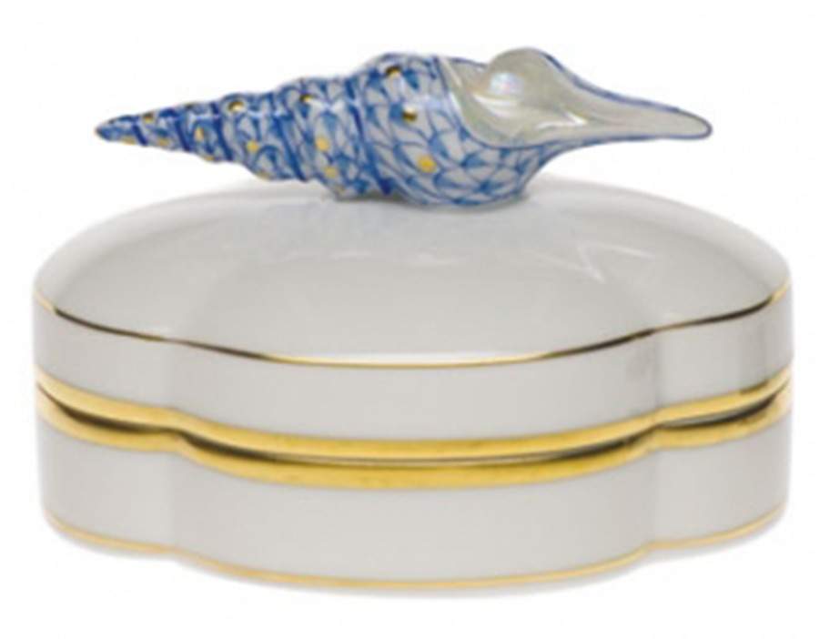 Boxes Neptune Box Turritella Shell-Blue - No Box by Herend-1