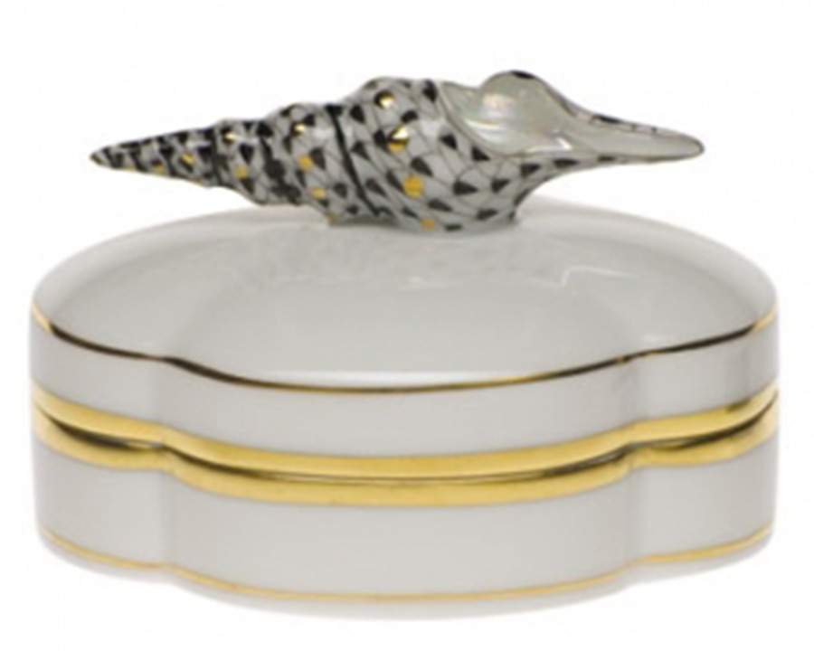 Boxes Neptune Box Turritella Shell-Black - No Box by Herend-1