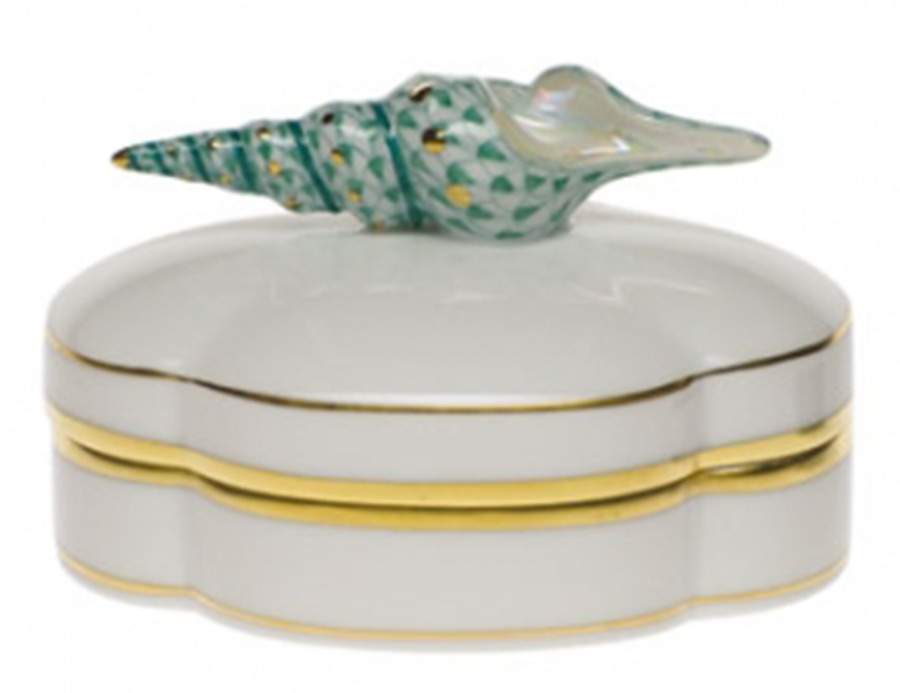 Boxes Neptune Box Turritella Shell-Green - No Box by Herend-1