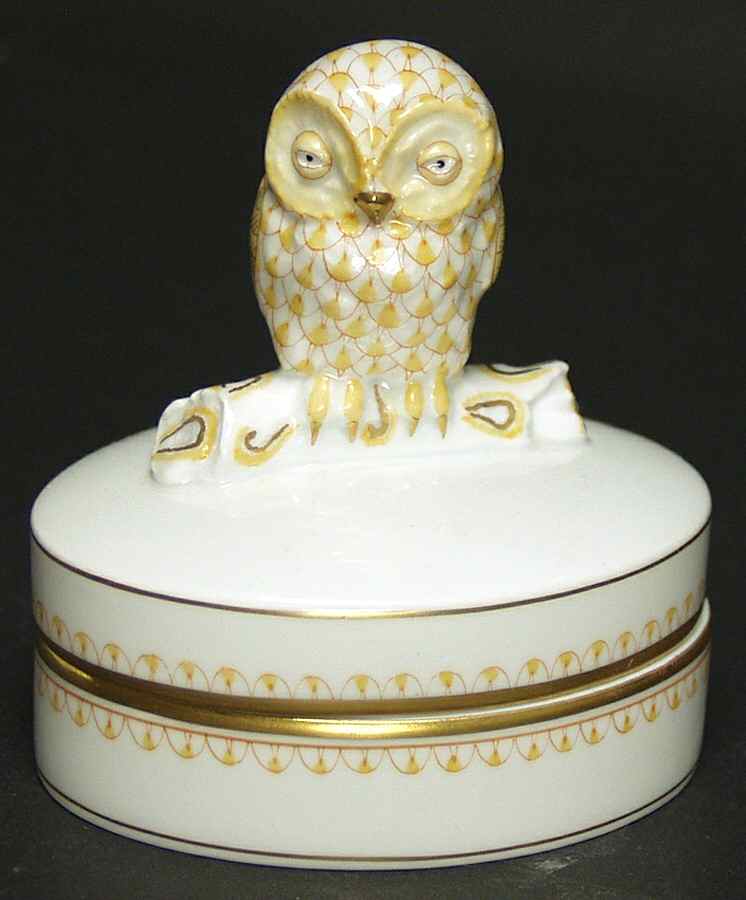 Boxes Owl Box-Yellow  - No Box by Herend-1