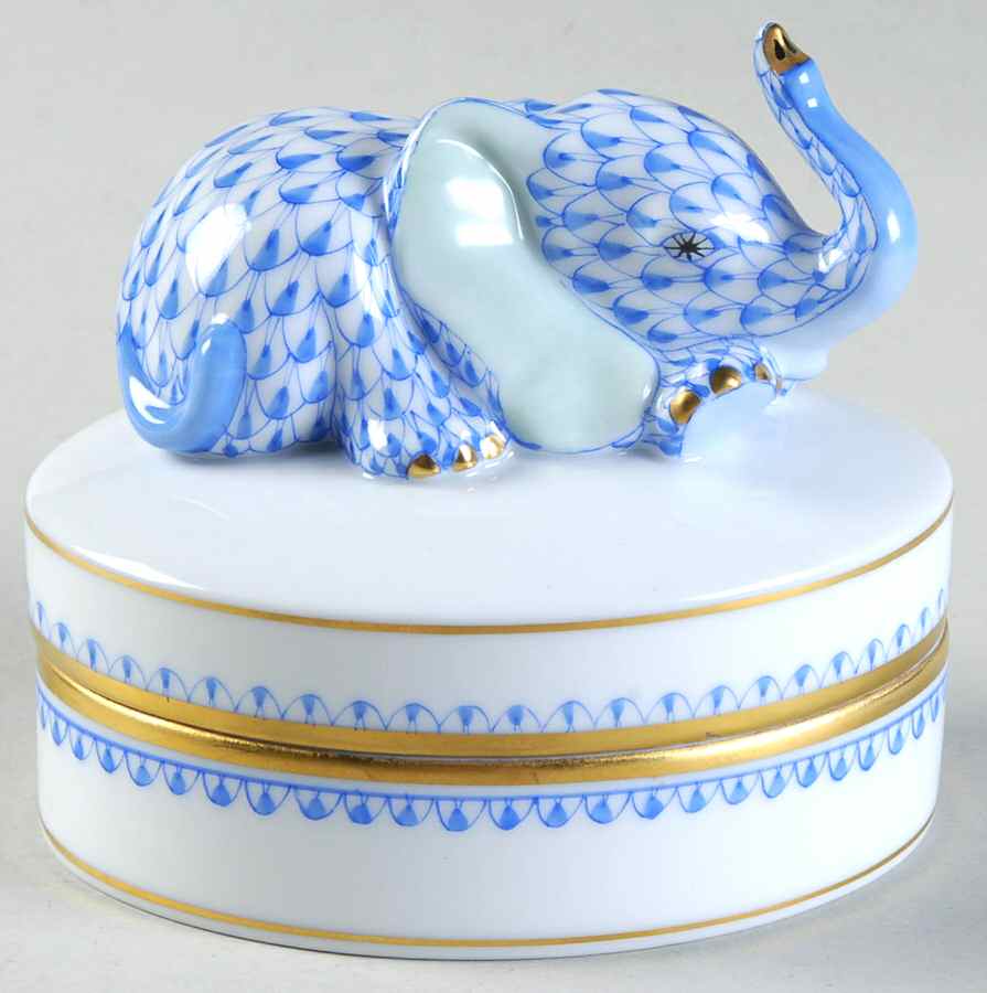 Boxes Elephant Box-Blue  - No Box by Herend-1