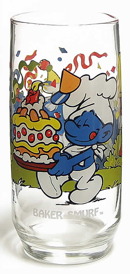Smurfs Glass Series #2 Baker Smurf - No Box by Hardee's-1