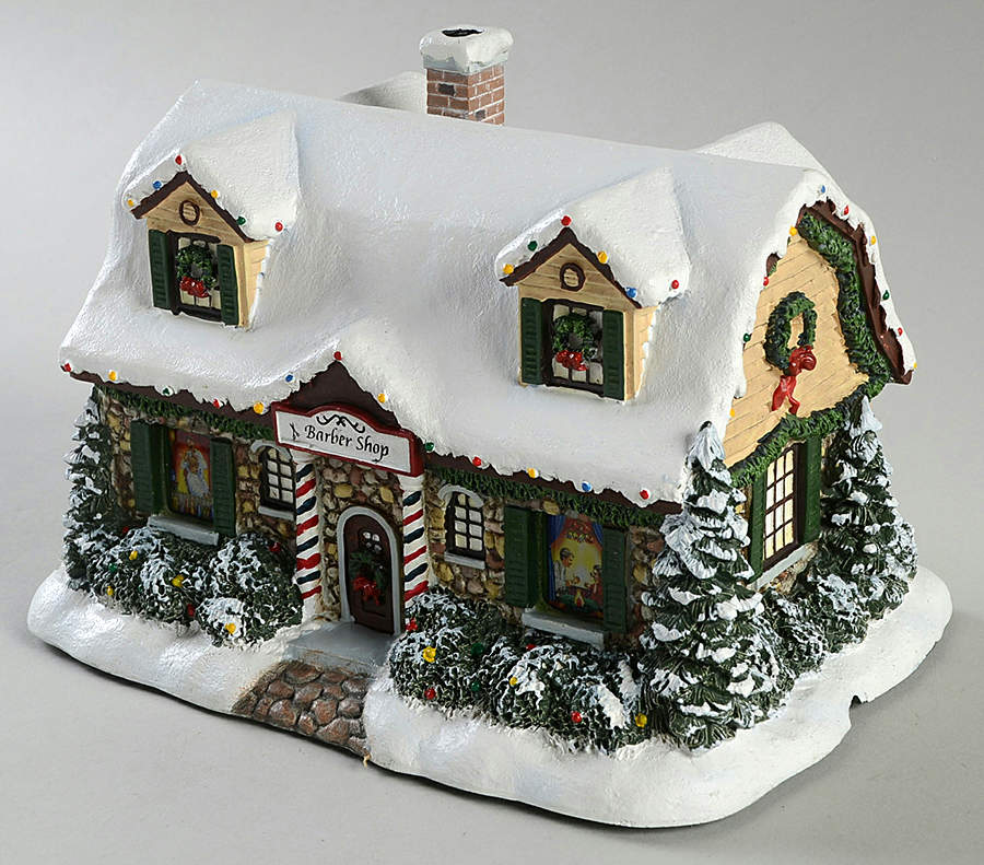 Thomas Kinkades Village Christmas Barber Shop - No Box by Hawthorne Village-1