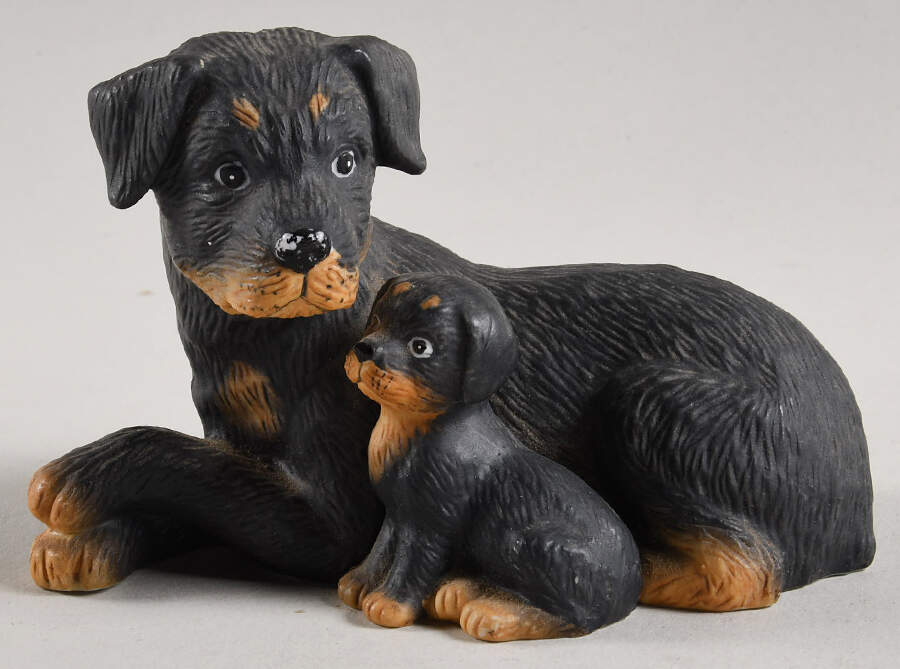 Homco Figurines Rottweiler Mother & Puppy - No Box by Homco-1