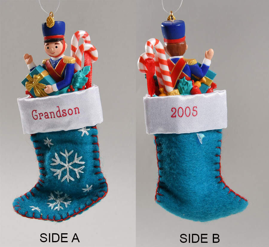 2005 Hallmark Christmas Ornaments Grandson Stocking - Boxed by Hallmark Gold Crown-1