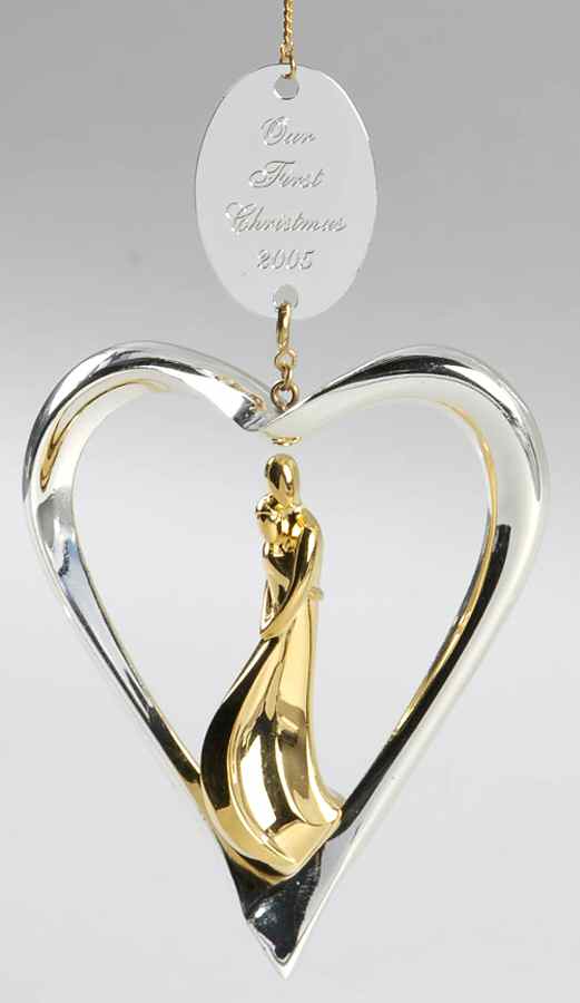 2005 Hallmark Christmas Ornaments Our First Christmas-Metal Heart - No Box by Hallmark Gold Crown-1