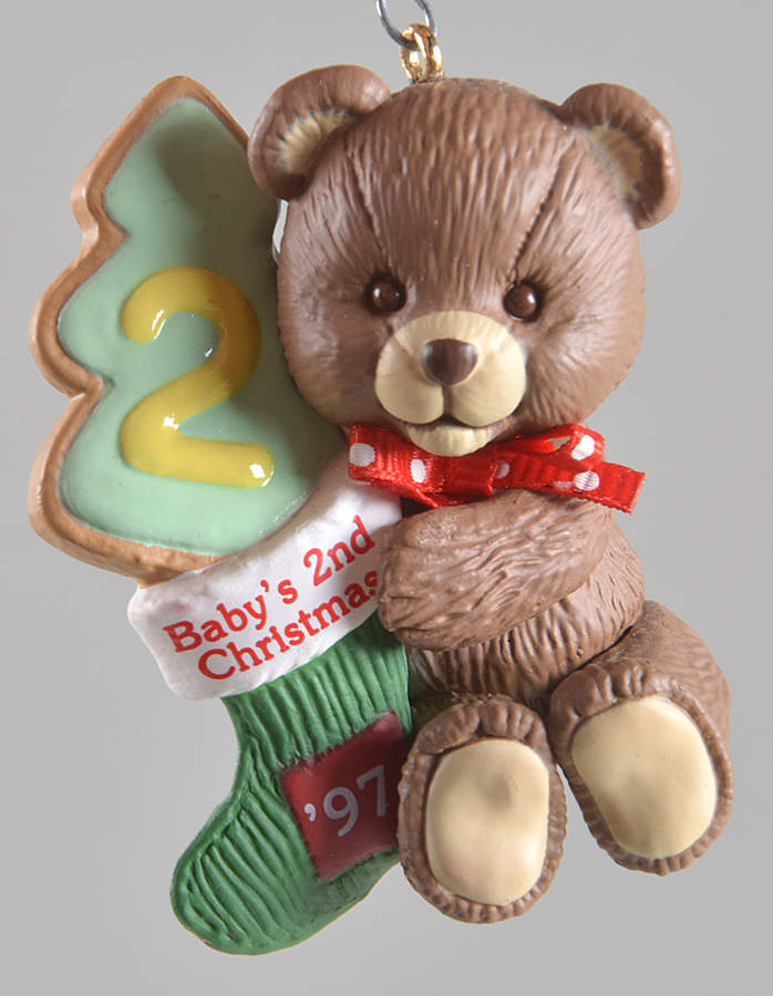 Child's Age Collection 1997-Babys 2nd Christmas-Bear - Boxed by Hallmark Gold Crown-1