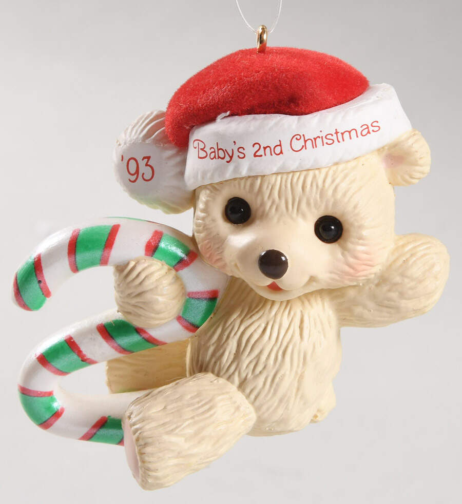 Child's Age Collection 1993-Babys 2nd Christmas-Bear - No Box by Hallmark Gold Crown-1