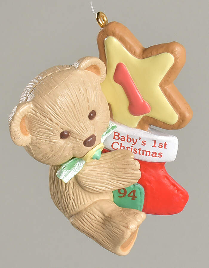Child's Age Collection 1994-Babys 1st Christmas-Bear - Boxed by Hallmark Gold Crown-1