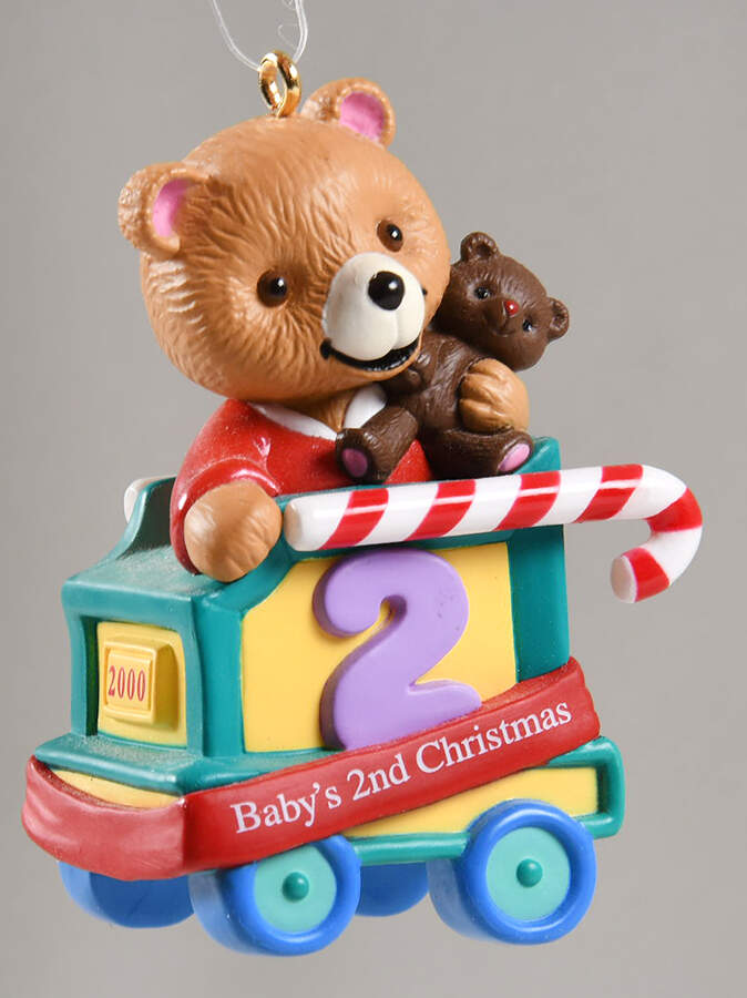 Child's Age Collection 2000-Babys 2nd Christmas-Bear - Boxed by Hallmark Gold Crown-1
