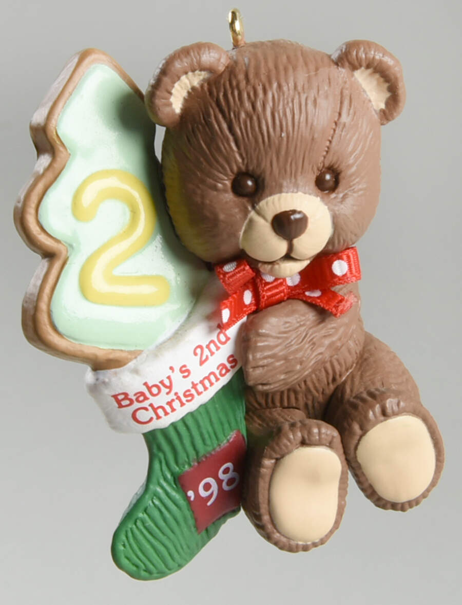 Child's Age Collection 1998-Babys 2nd Christmas-Bear - Boxed by Hallmark Gold Crown-1