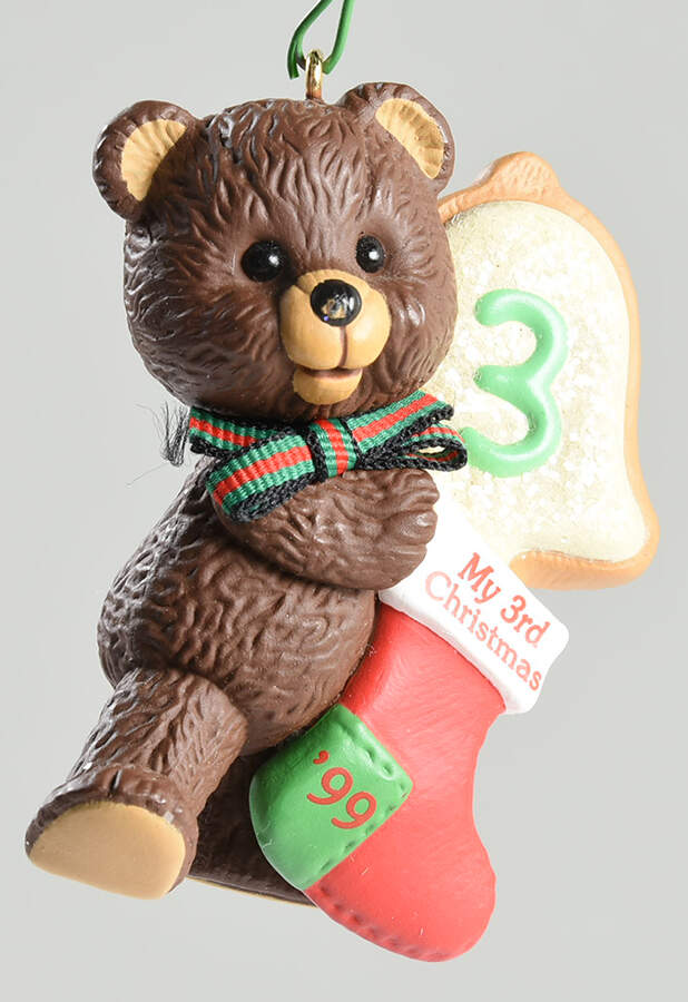 Child's Age Collection 1999-Childs 3rd Christmas-Bear - Boxed by Hallmark Gold Crown-1