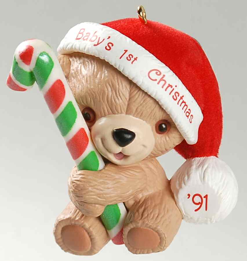 Child's Age Collection 1991-Babys 1st Christmas-Bear - Boxed by Hallmark Gold Crown-1