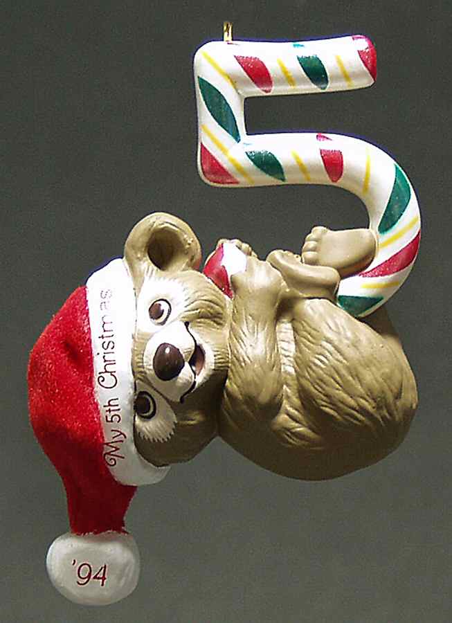 Child's Age Collection 1994-Childs 5th Christmas-Bear - Boxed by Hallmark Gold Crown-1