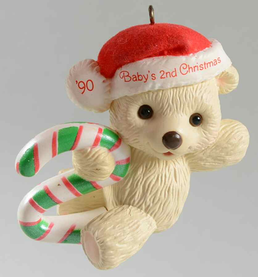Child's Age Collection 1990-Babys 2nd Christmas-Bear - Boxed by Hallmark Gold Crown-1