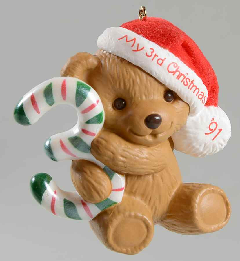 Child's Age Collection 1991-Childs 3rd Christmas-Bear - Boxed by Hallmark Gold Crown-1