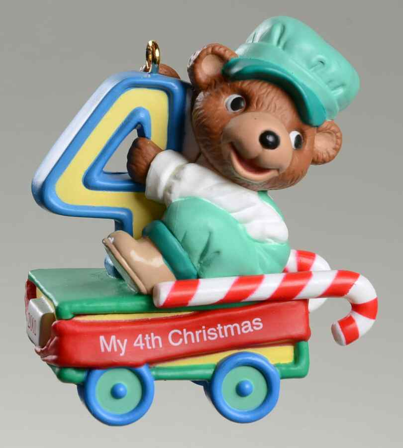 Child's Age Collection 2002-Childs 4th Christmas-Bear - Boxed by Hallmark Gold Crown-1