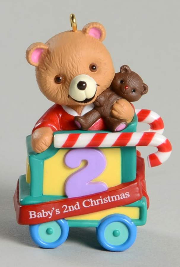 Child's Age Collection 1999-Babys 2nd Christmas-Bear - No Box by Hallmark Gold Crown-1