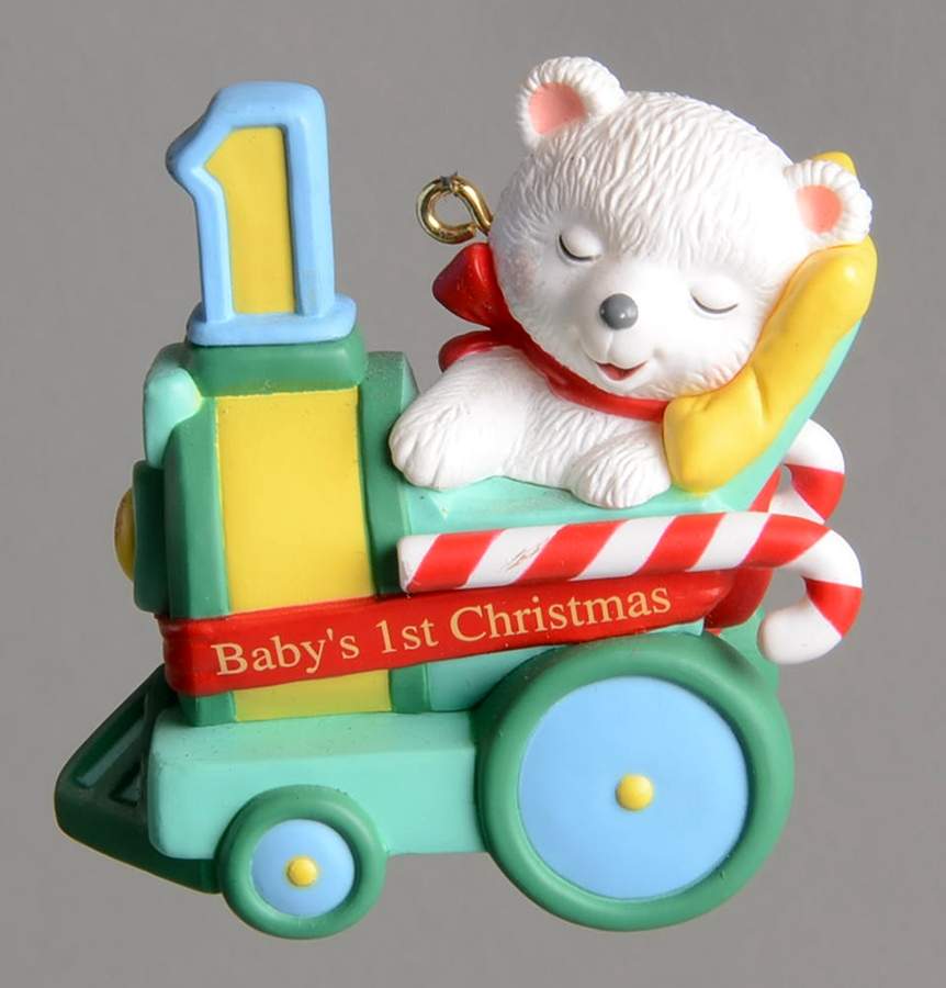 Child's Age Collection 1998-Babys 1st Christmas-Bear - Boxed by Hallmark Gold Crown-1