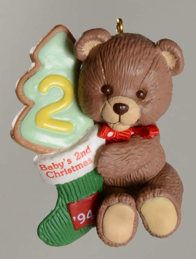 Child's Age Collection 1994-Babys 2nd Christmas-Bear - Boxed by Hallmark Gold Crown-1