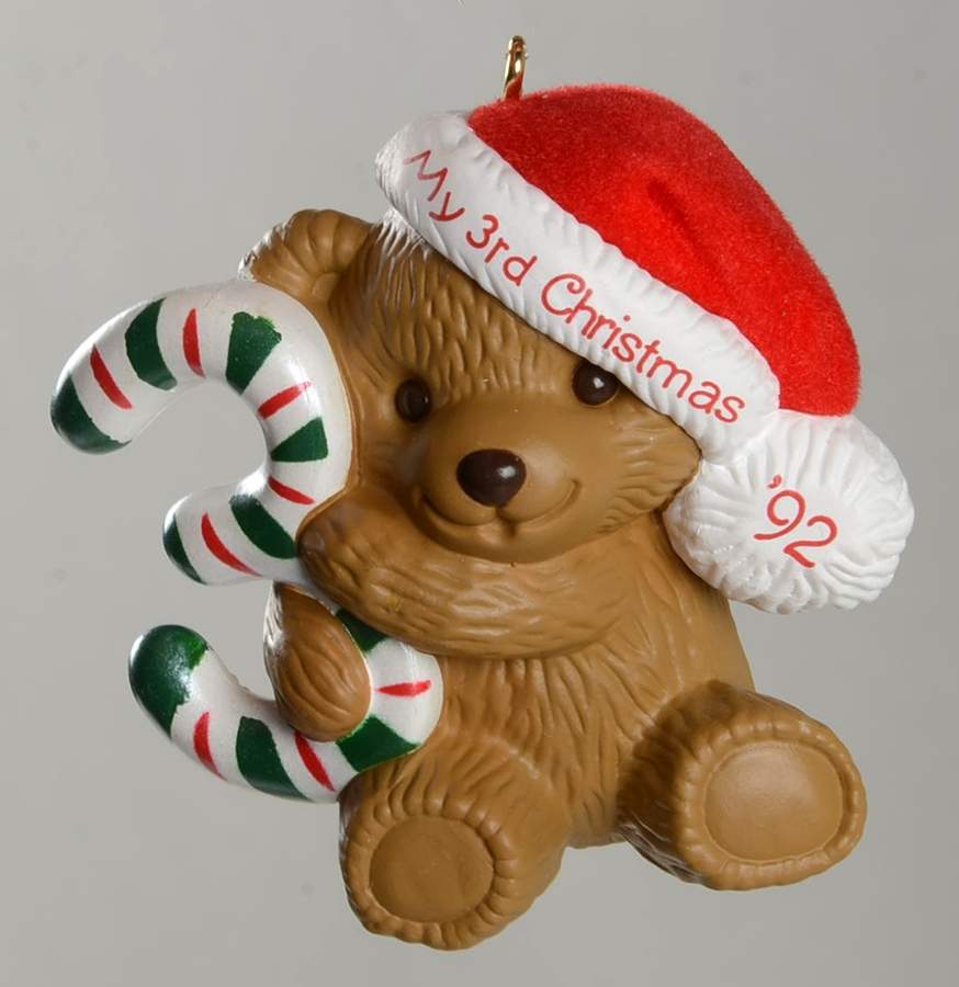 Child's Age Collection 1992-Childs 3rd Christmas-Bear - Boxed by Hallmark Gold Crown-1